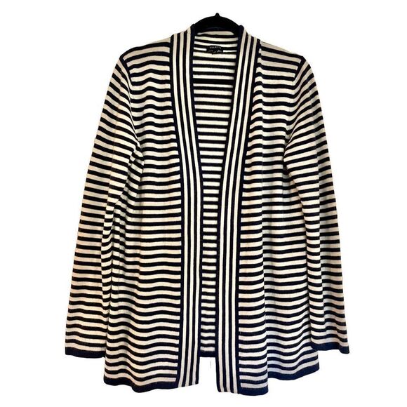 Talbots navy striped wool blend cardigan medium - Picture 1 of 8